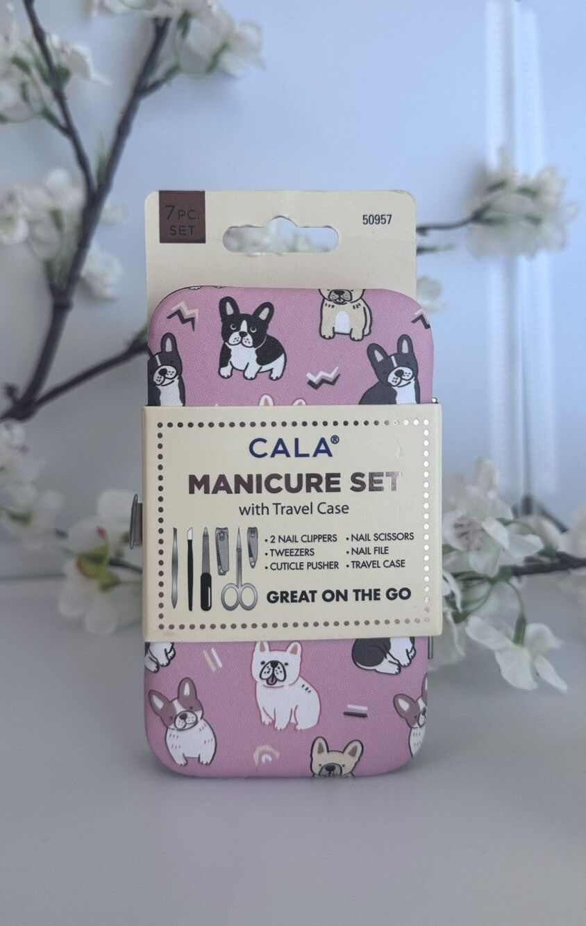 CALA Manicure Set with Travel Case Dogs Print Grooming Kit NIB